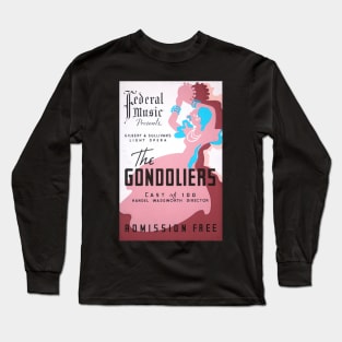 The Gondoliers vintage screen print in burgundy, pink, and blue, 1937: Retro theatre poster, cleaned and restored Long Sleeve T-Shirt